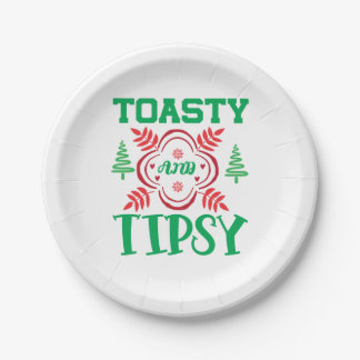 Xmas Art Toasty And Tipsy Paper Plates