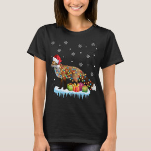 Xmas Australian Shepherd Christmas Lights Santa Re T-Shirt