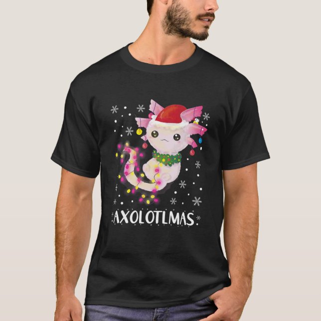 Xmas Axolotlmas Fish Christmas Lights Axolotl Liza T-Shirt (Front)