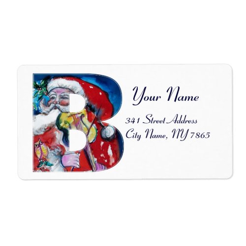 XMAS B LETTER SANTA  CLAUS WITH VIOLIN MONOGRAM LABEL