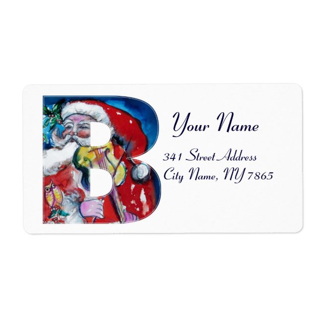XMAS B LETTER /SANTA  CLAUS WITH VIOLIN MONOGRAM LABEL (Front)