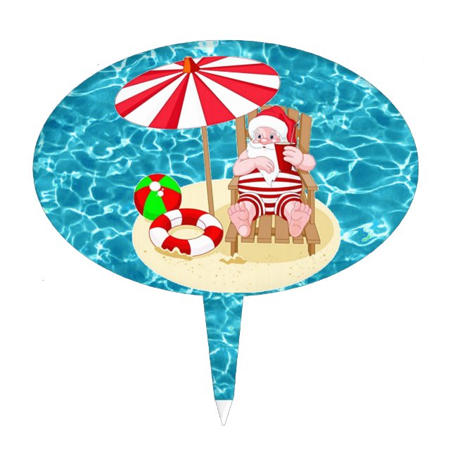 xmas beach santa claus cake topper (Front)