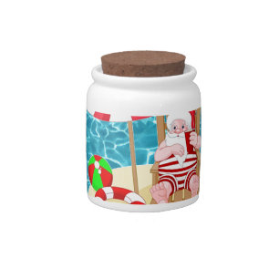 xmas beach santa claus candy jar