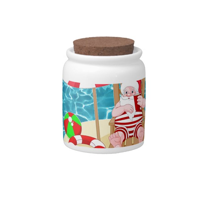 xmas beach santa claus candy jar (Front)