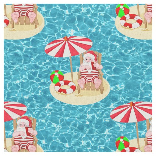 xmas beach santa claus fabric