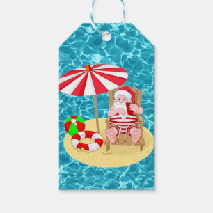xmas beach santa claus gift tags