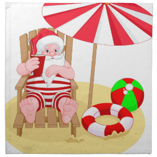 xmas beach santa claus napkin