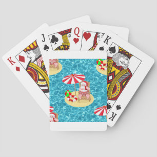 xmas beach santa claus poker cards