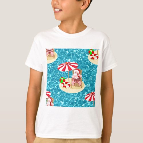 xmas beach santa claus T_Shirt