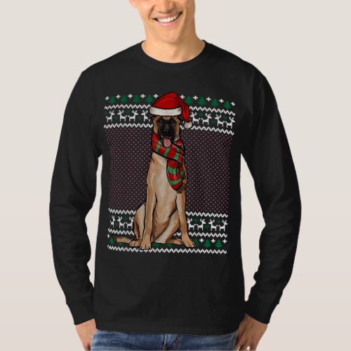 Xmas Belgian Malinoi Dog Santa Hat Ugly Christmas T_Shirt