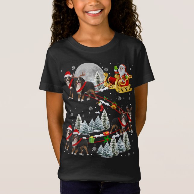 Xmas Bernese Mountain Sledge Christmas Sledge Sant T-Shirt (Front)