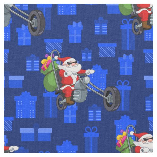 xmas biker santa claus fabric