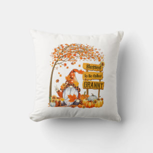 Xmas Blessed To Be Called Granny Fall Gnome Throw Pillow