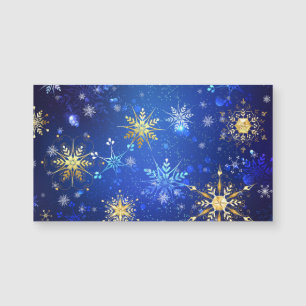 XMAS Blue Background with Golden Snowflakes