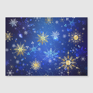XMAS Blue Background with Golden Snowflakes