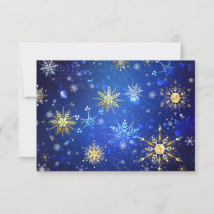 XMAS Blue Background with Golden Snowflakes