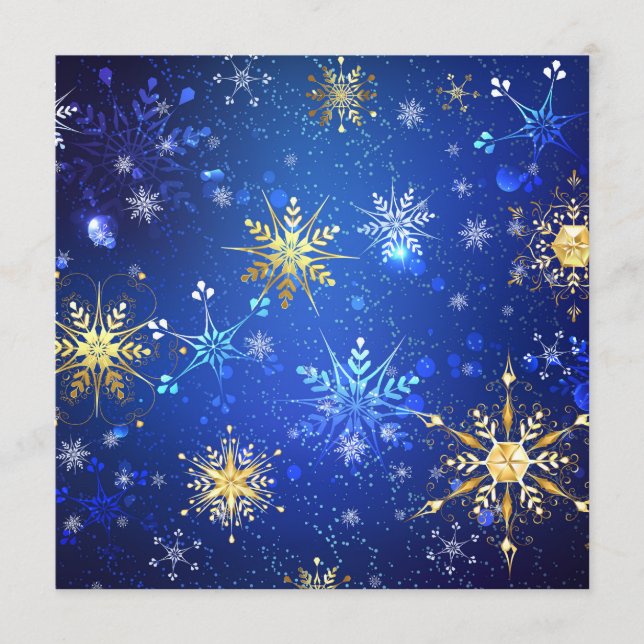 XMAS Blue Background with Golden Snowflakes Advice Card (Front)