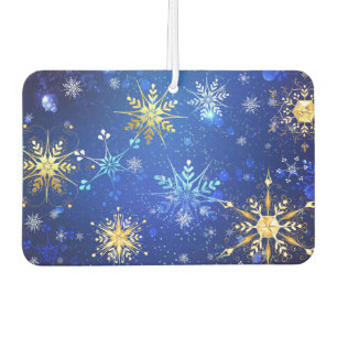 XMAS Blue Background with Golden Snowflakes Air Freshener