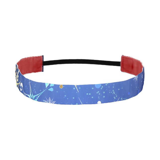 XMAS Blue Background with Golden Snowflakes Athletic Headband (Front)