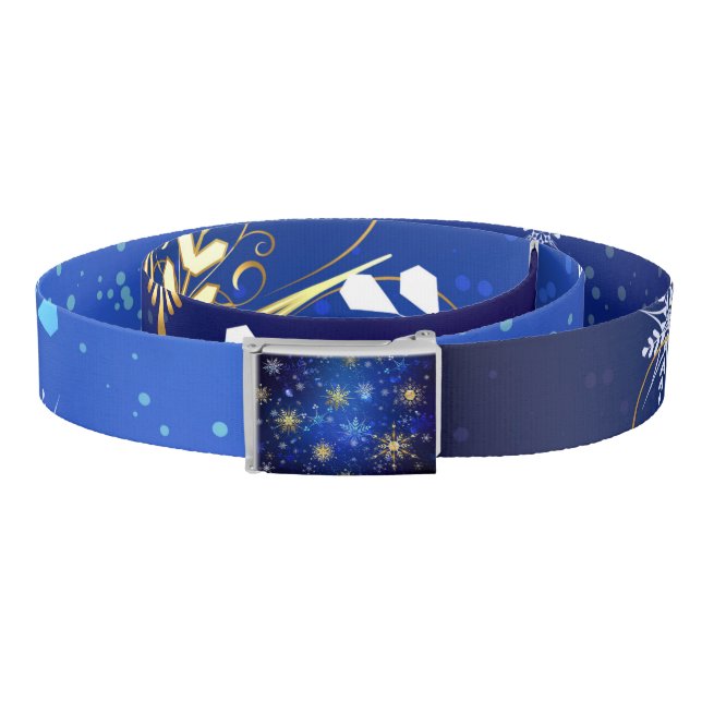 XMAS Blue Background with Golden Snowflakes Belt (Coil)