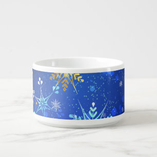 XMAS Blue Background with Golden Snowflakes Bowl