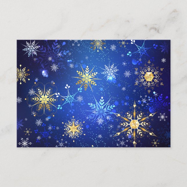 XMAS Blue Background with Golden Snowflakes Enclosure Card (Front)