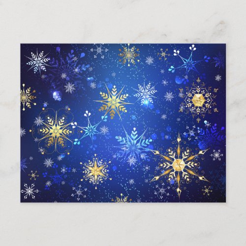 XMAS Blue Background with Golden Snowflakes Enclosure Card
