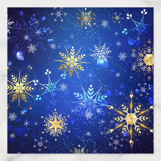 XMAS Blue Background with Golden Snowflakes Envelope Liner (Design)