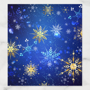 XMAS Blue Background with Golden Snowflakes Envelope Liner