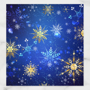 XMAS Blue Background with Golden Snowflakes Envelope Liner