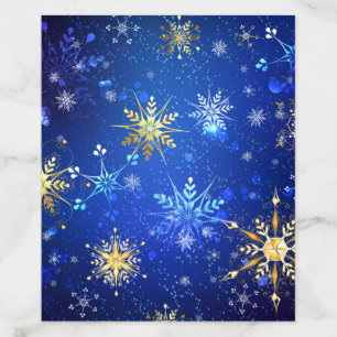 XMAS Blue Background with Golden Snowflakes Envelope Liner