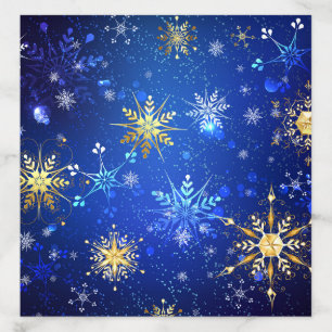 XMAS Blue Background with Golden Snowflakes Envelope Liner