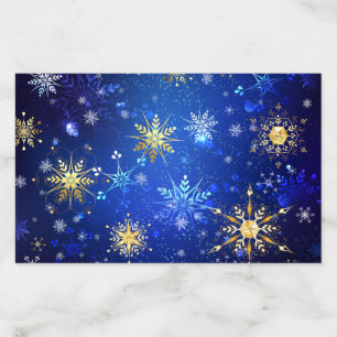XMAS Blue Background with Golden Snowflakes Envelope Liner