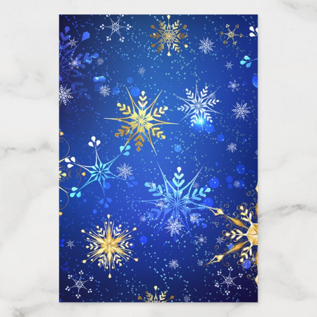 XMAS Blue Background with Golden Snowflakes Envelope Liner (Design)