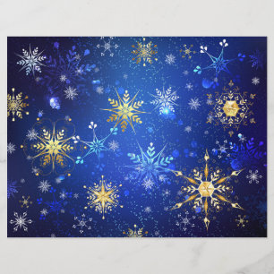 XMAS Blue Background with Golden Snowflakes Flyer