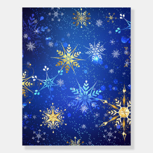 XMAS Blue Background with Golden Snowflakes Foam Board