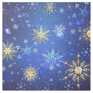 XMAS Blue Background with Golden Snowflakes Gallery Wrap