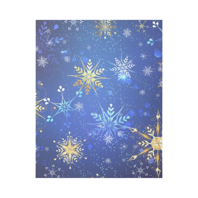 XMAS Blue Background with Golden Snowflakes Gallery Wrap (Front)