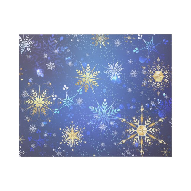 XMAS Blue Background with Golden Snowflakes Gallery Wrap (Front)