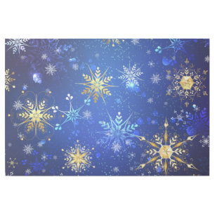 XMAS Blue Background with Golden Snowflakes Gallery Wrap