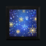 XMAS Blue Background with Golden Snowflakes Gift Box<br><div class="desc">Blue Christmas background with gold and white jewelry snowflakes. Golden snowflakes. XMAS.</div>