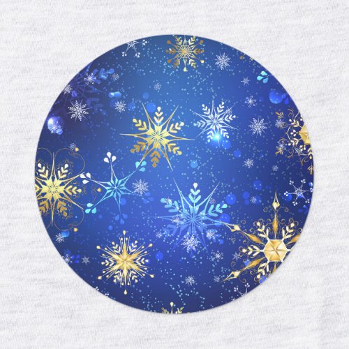 XMAS Blue Background with Golden Snowflakes Kids Labels