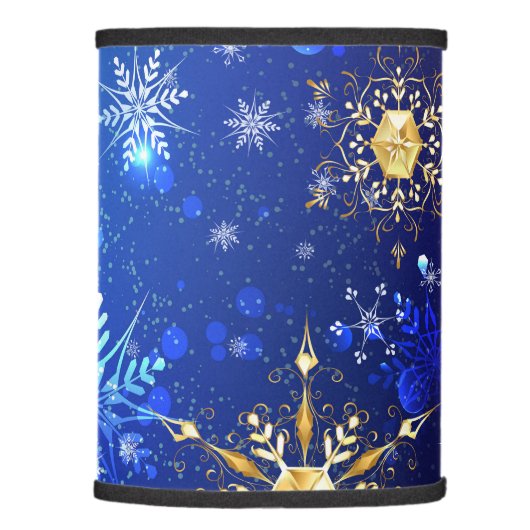 XMAS Blue Background with Golden Snowflakes Lamp Shade (Right)
