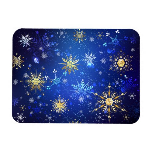 XMAS Blue Background with Golden Snowflakes Magnet