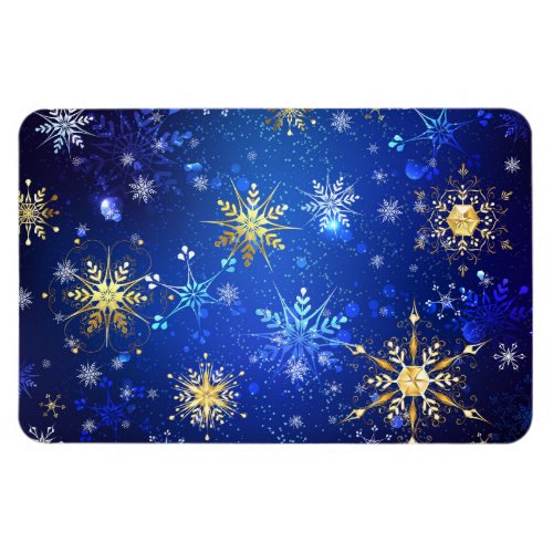 XMAS Blue Background with Golden Snowflakes Magnet
