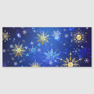XMAS Blue Background with Golden Snowflakes Magnetic Invitation