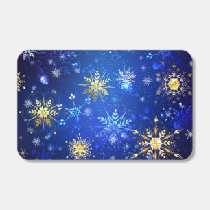 XMAS Blue Background with Golden Snowflakes Matchboxes