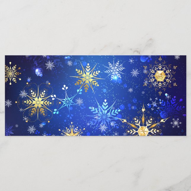 XMAS Blue Background with Golden Snowflakes Menu (Front)