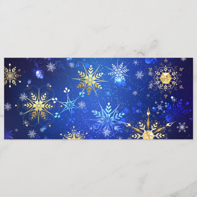XMAS Blue Background with Golden Snowflakes Menu (Front)