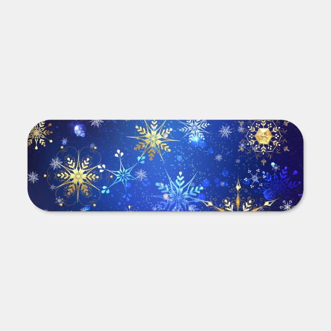 XMAS Blue Background with Golden Snowflakes Metal Sign (Front)